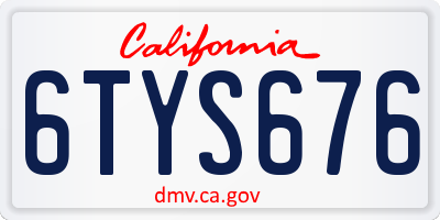 CA license plate 6TYS676