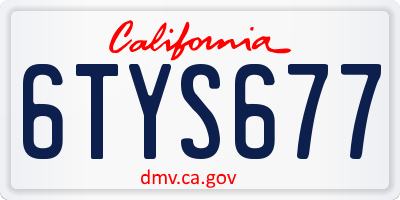 CA license plate 6TYS677