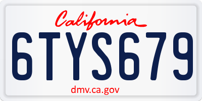 CA license plate 6TYS679