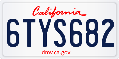 CA license plate 6TYS682