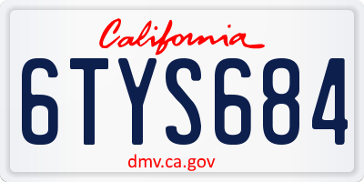 CA license plate 6TYS684