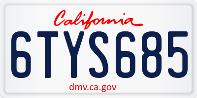 CA license plate 6TYS685
