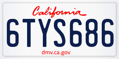 CA license plate 6TYS686