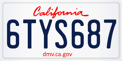 CA license plate 6TYS687