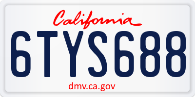CA license plate 6TYS688
