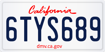 CA license plate 6TYS689