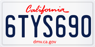 CA license plate 6TYS690