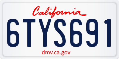 CA license plate 6TYS691