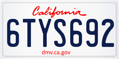 CA license plate 6TYS692