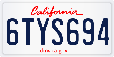 CA license plate 6TYS694