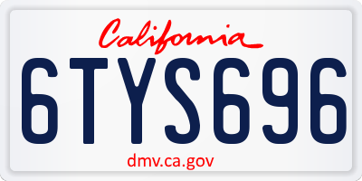 CA license plate 6TYS696