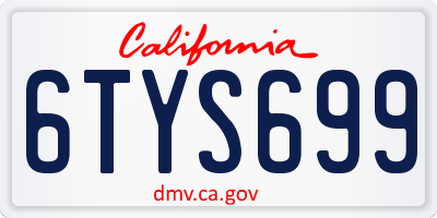 CA license plate 6TYS699