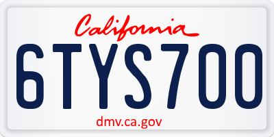 CA license plate 6TYS700