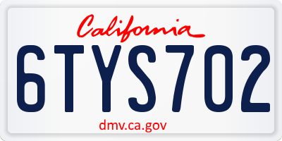 CA license plate 6TYS702