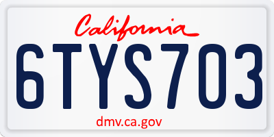CA license plate 6TYS703