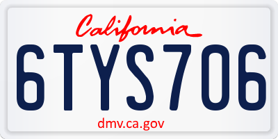 CA license plate 6TYS706