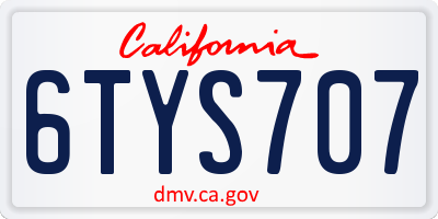 CA license plate 6TYS707