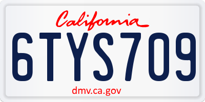 CA license plate 6TYS709