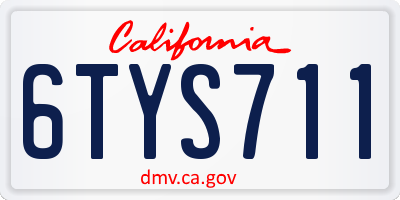 CA license plate 6TYS711