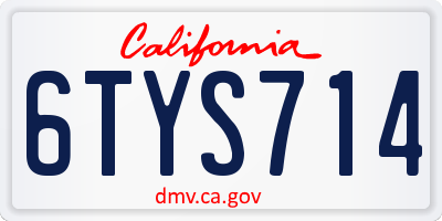 CA license plate 6TYS714