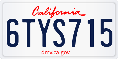 CA license plate 6TYS715