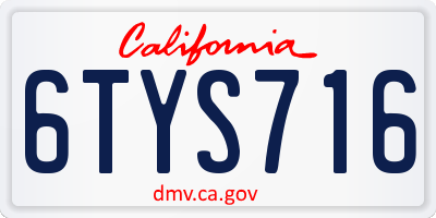 CA license plate 6TYS716
