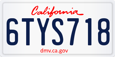 CA license plate 6TYS718