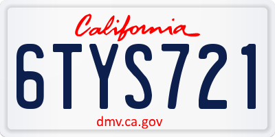CA license plate 6TYS721