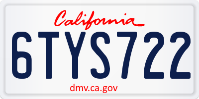 CA license plate 6TYS722