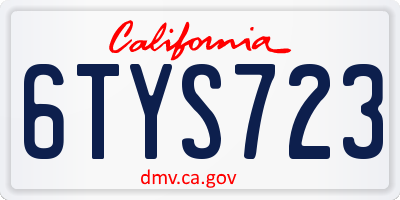 CA license plate 6TYS723