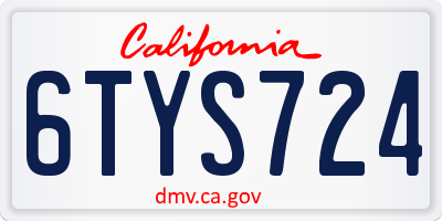 CA license plate 6TYS724