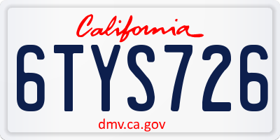 CA license plate 6TYS726