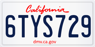 CA license plate 6TYS729