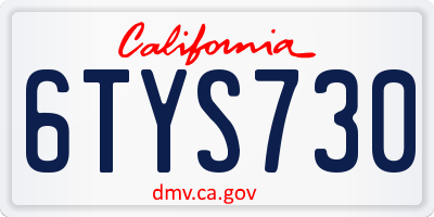 CA license plate 6TYS730