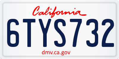 CA license plate 6TYS732