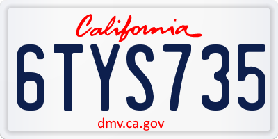 CA license plate 6TYS735