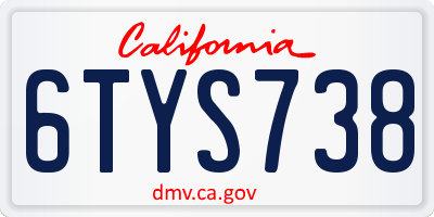 CA license plate 6TYS738