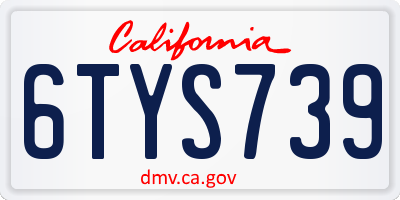 CA license plate 6TYS739