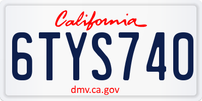 CA license plate 6TYS740