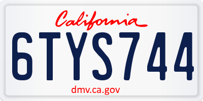 CA license plate 6TYS744