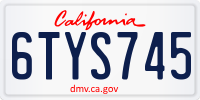 CA license plate 6TYS745
