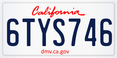 CA license plate 6TYS746