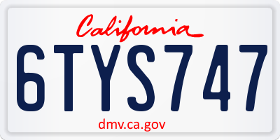 CA license plate 6TYS747