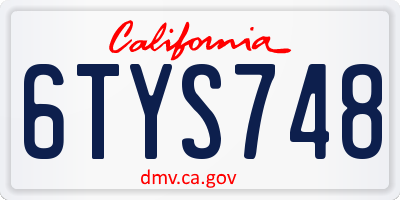 CA license plate 6TYS748