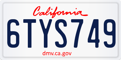 CA license plate 6TYS749