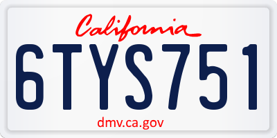 CA license plate 6TYS751