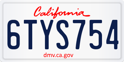 CA license plate 6TYS754