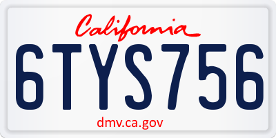 CA license plate 6TYS756
