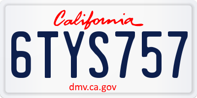 CA license plate 6TYS757