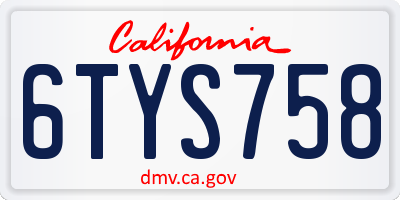 CA license plate 6TYS758